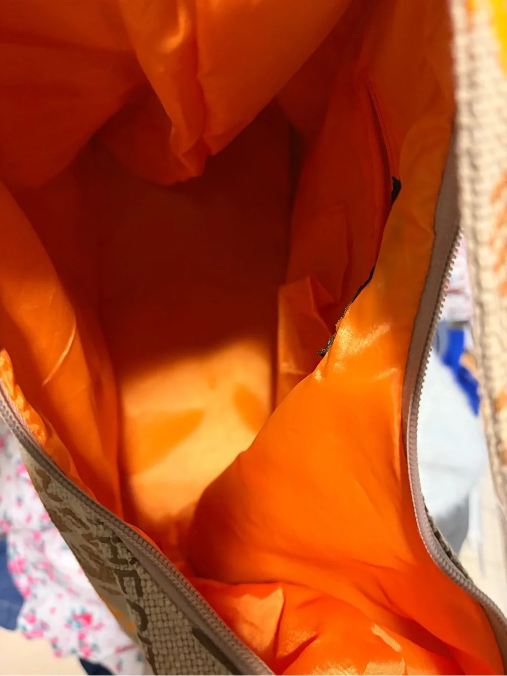Robin Ruth Tan Tote with Yellow and Orange Text New York